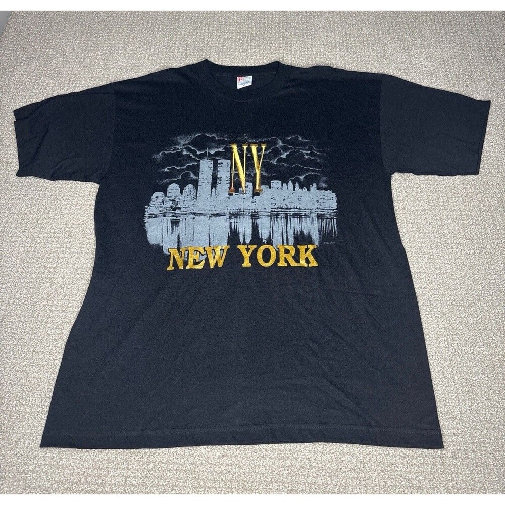 Vintage 1994 New York City Skyline Twin Towers Graphic T-Shirt Size XL